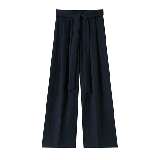 高腰系带西装阔腿裤女2026夏季宽松休闲垂感直筒拖地长裤裤子   NDK-B7419 商品图4