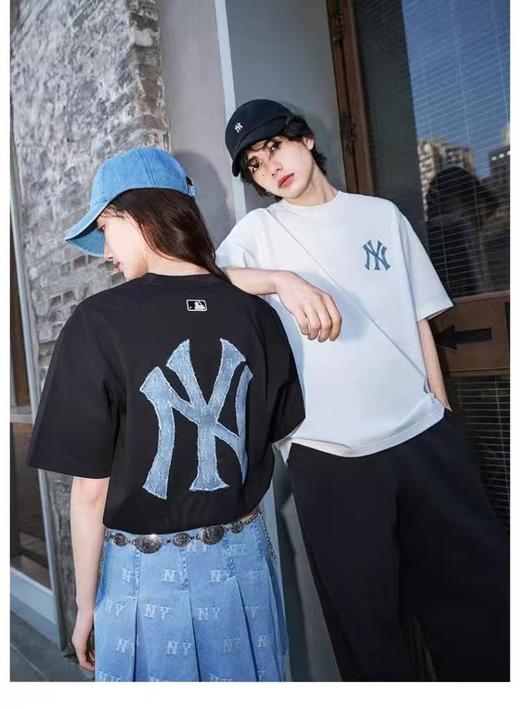 MLB短袖宽松男女情侣同款圆领洋基队休闲百搭印花T恤 商品图0