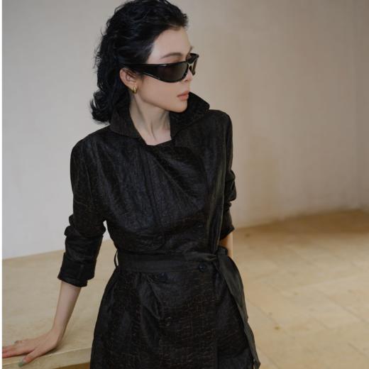 PanYiXiu/潘依绣100%桑蚕丝龟裂纹香云纱设计感V领西装外套 AB672-2 商品图2