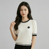 奢姿雅经典山茶花冰丝针织短袖夏季经典撞色T恤M-2XL 商品缩略图6