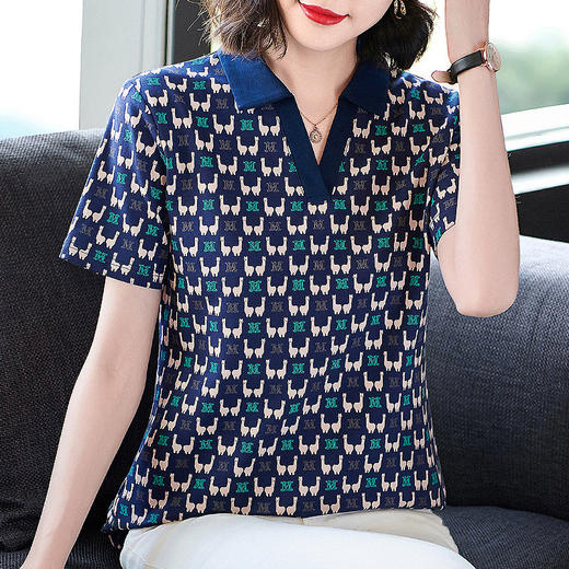 大码短袖t恤女夏季2026新款胖mm显瘦polo衫女士妈妈中长翻领上衣 商品图2
