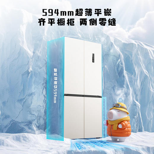 【新品上市】TCL方墩墩601升T9N十字对开双开四开门大容量双系统双净味零嵌新一级冰箱R601T9N-UQS 商品图3