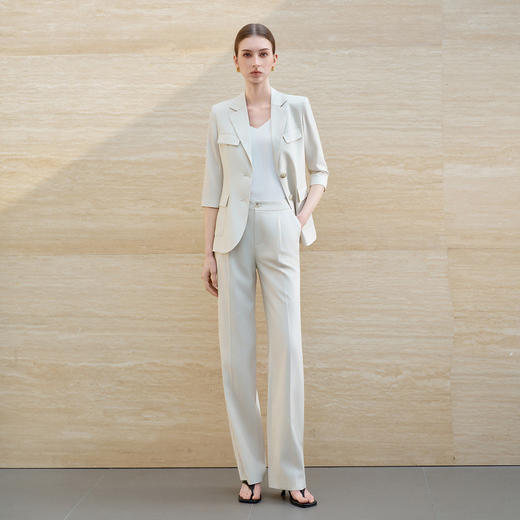 IWY/米色七分袖西装套装女收腰系带高级感职场通勤商务穿搭6CP02 商品图2