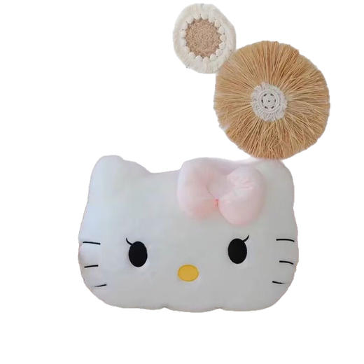 【萌趣KITTY造型、毛绒材质超柔软】毛绒靠枕床头靠垫宿舍大靠背垫汽车抱枕可爱女生沙发座椅护腰.TA 商品图4