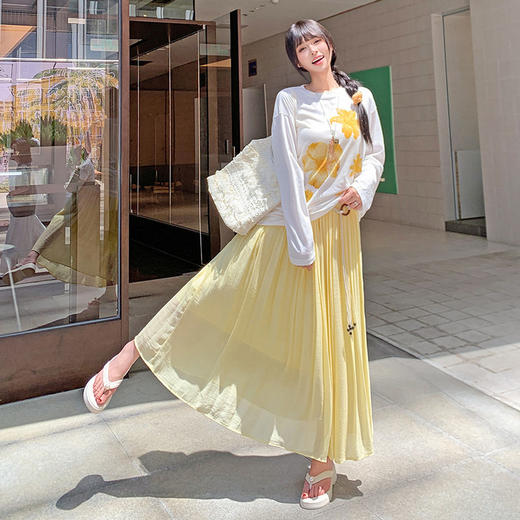 2026夏季亚麻裙女新款垂顺蛋糕半身裙长款高腰伞裙仙女中长款裙子   NDK-J3082 商品图3