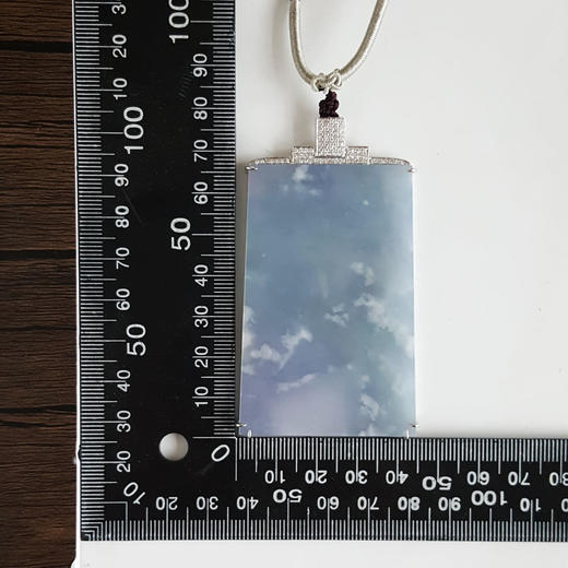 【天然正品】A货翡翠AU750收藏级白金镶钻镶天然细腻糯冰种浅紫雪花棉平安无事牌翡翠吊坠项链060426NJS18 商品图2