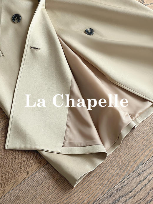 专柜实拍【极简大气！】拉夏贝尔/La Chapelle宽松廓形气质翻领双排扣轻奢高级感中长款过膝腰带风衣 商品图6