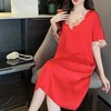 【优雅大方！舒适亲肤】丝绸睡裙家居服女冰丝睡裙夏季网红连衣裙高贵五彩花边家居服。xb 商品缩略图4