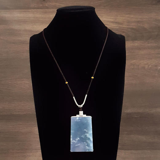 【天然正品】A货翡翠AU750收藏级白金镶钻镶天然细腻糯冰种浅紫雪花棉平安无事牌翡翠吊坠项链060426NJS18 商品图8