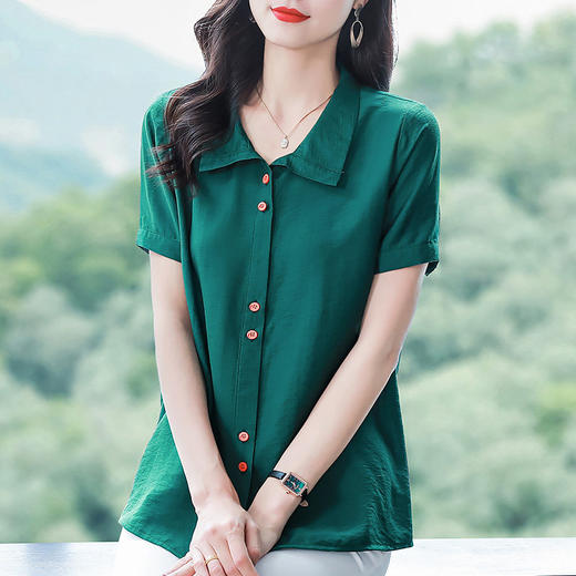 大码短袖衬衫女夏季2026新款中年妈妈宽松休闲薄款Polo衫女士衬衣 商品图3