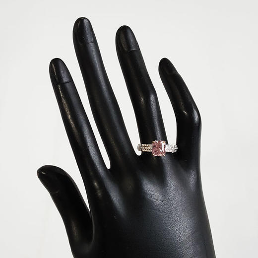 【天然正品】AU750白金镶钻镶天然无烧斯里兰卡祖母绿型2.19克拉粉紫色蓝宝石戒指15号（戒圈可改）110226TJ02 商品图6