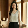 奢姿雅缎面V领圆领双肩带吊带纯色简约内搭夏季无袖宽松打底衫S-3XL 商品缩略图3