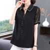 短袖衬衫女雪纺夏季薄款高端时尚洋气大码黑色上衣2026年新款夏装 商品缩略图2