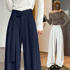 高腰系带西装阔腿裤女2026夏季宽松休闲垂感直筒拖地长裤裤子   NDK-B7419 商品缩略图0