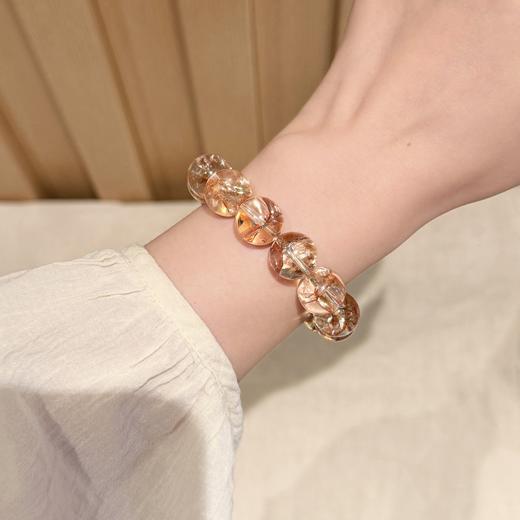 ARSIS｜晶石系列 聚财净化 · 金箔胶花白水晶串珠手链 商品图4