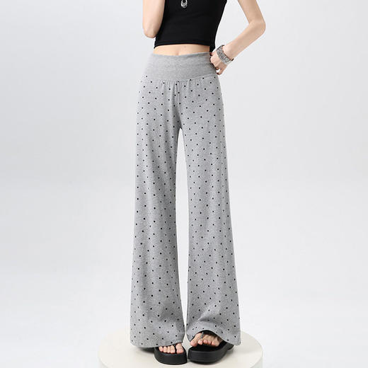2026实拍春夏季新款波点休闲微喇裤女高腰显瘦遛弯裤直筒拖地裤子   NDK-J2580 商品图0