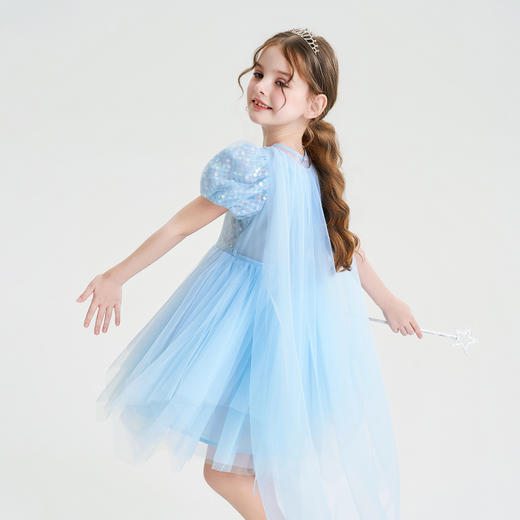 儿童连衣裙2026夏季新款女童裙子生日礼服裙蓬蓬裙网纱披风公主裙 商品图3