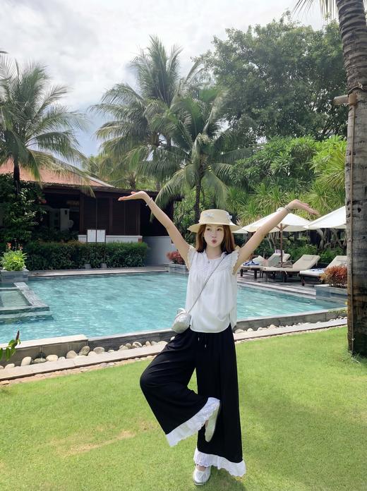 <曾小咸推荐> 蕾丝拼接阔腿休闲裤 日常139！！ 活动89！！【预售款，预计3-15天发货】 商品图2