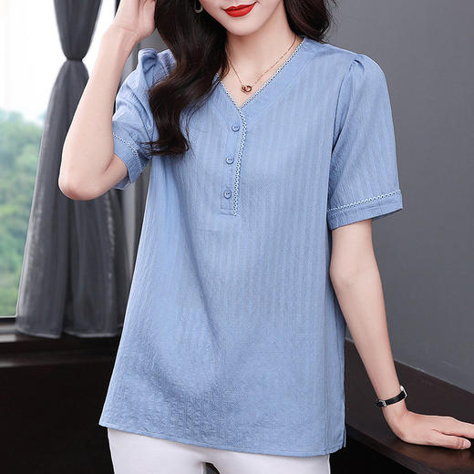 短袖衬衫女2026新款夏季宽松大码衬衣时尚休闲t恤衫薄款女士上衣 商品图1