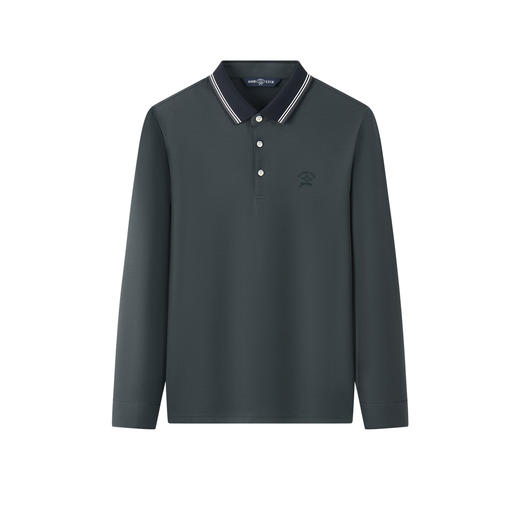 【高弹舒适】男装长袖翻领T恤2026春季新款休闲撞色上衣男POLO衫 商品图4