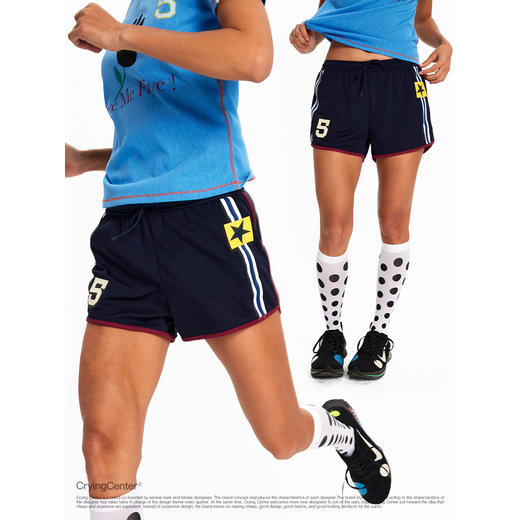 CryingCenter 复古星星条纹撞边跑步运动速干热裤超短裤 哭喊中心 商品图3