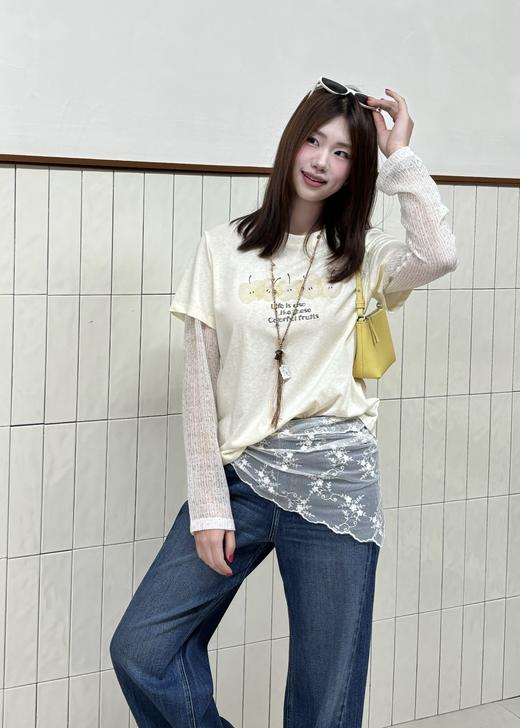 【门店同款】ENJOY夏季波点纱袖苹果T 171493444 商品图1