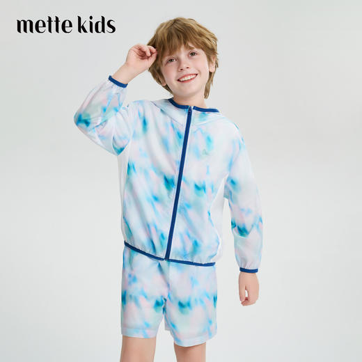 mettekids儿童皮肤衣2026夏季新款男童轻薄透气连帽外套短裤套装 商品图0