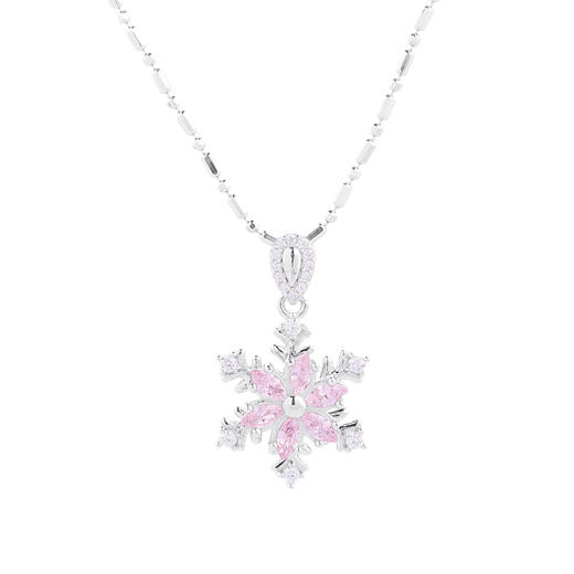 卡蒂罗KADER 冰雪韶光项链 冬日浪漫雪花轻奢粉钻小众轻奢设计锁骨链 梦幻闪耀精致甜美氛围感 商品图0