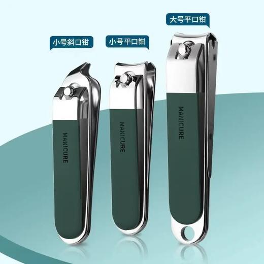 升级防飞溅【12.9抢德系指甲刀套装，三色可选】家用修甲套装 指甲剪/斜口指甲钳/便携挖耳勺等10件套 优选钢材 德系工艺耐用性好 便携皮套 商品图2