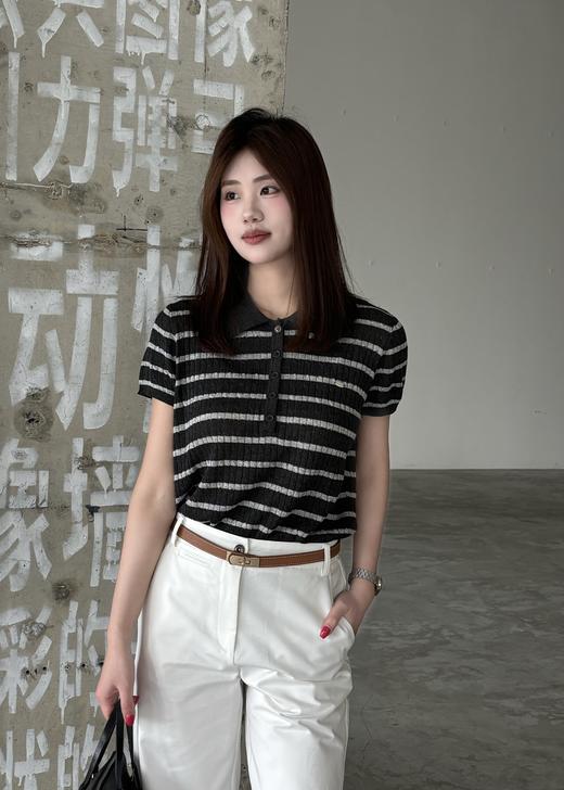 【门店同款】ENJOY夏季Polo领条纹针织 171493292 商品图0