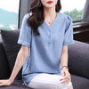 短袖衬衫女2026新款夏季宽松大码衬衣时尚休闲t恤衫薄款女士上衣 商品缩略图0