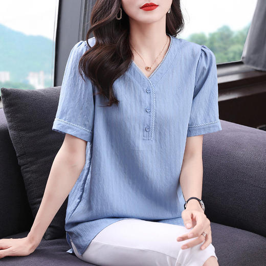 短袖衬衫女2026新款夏季宽松大码衬衣时尚休闲t恤衫薄款女士上衣 商品图0