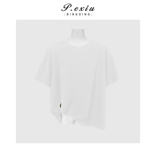 PanYiXiu/潘依绣小众设计感不规则扭结宽松显瘦圆领短袖T恤 M9276 商品图2