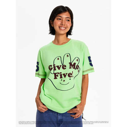 CryingCenter给我五击掌加油复古刺绣宽松休闲男女短袖软糯雪花棉 商品图2