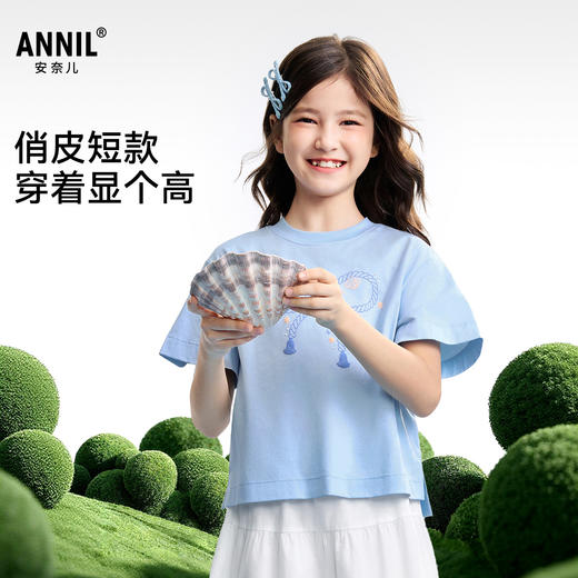 女童圆领短袖针织衫夏季新款安奈儿童装EG621664 商品图1