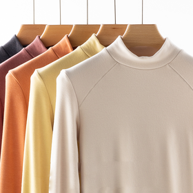 WEYO双面磨毛系列半高领打底保暖上衣，舒适修身亲肤打底衫，A10303