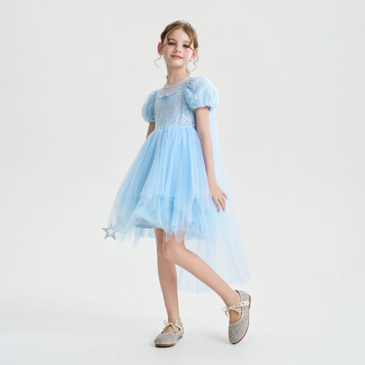 儿童连衣裙2026夏季新款女童裙子生日礼服裙蓬蓬裙网纱披风公主裙 商品图4