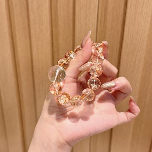 ARSIS｜晶石系列 聚财净化 · 金箔胶花白水晶串珠手链 商品图2