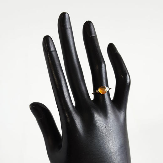 【天然正品】AU750黄金镶钻镶天然近1克拉火欧珀（好运、浪漫）蛋面戒指11号（戒圈可改）281025AH47 商品图6