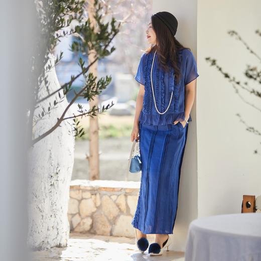 【林栖设计小店】荷影轻曳|苎麻优雅多色荷叶边夏新款花边衬衫上衣1962014 商品图5