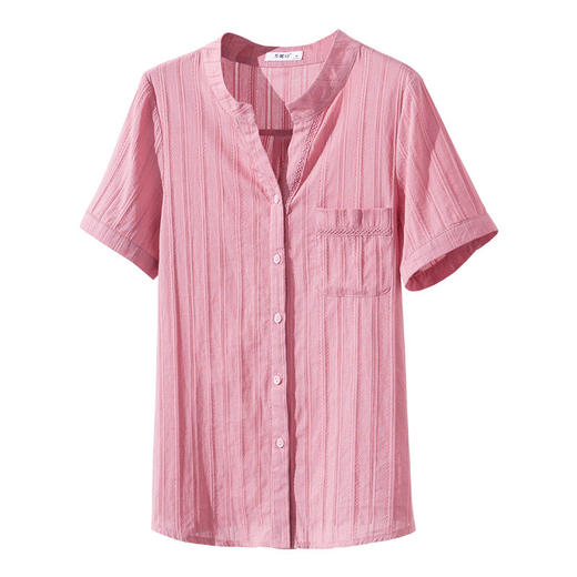 大码棉麻短袖衬衫女夏季新款宽松显瘦休闲亚麻衬衣全棉上衣薄款 商品图4