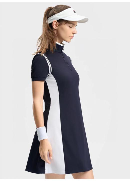 F041532夏季新款女子网球运动健身基础拼色半拉链裙子连衣裙 商品图11