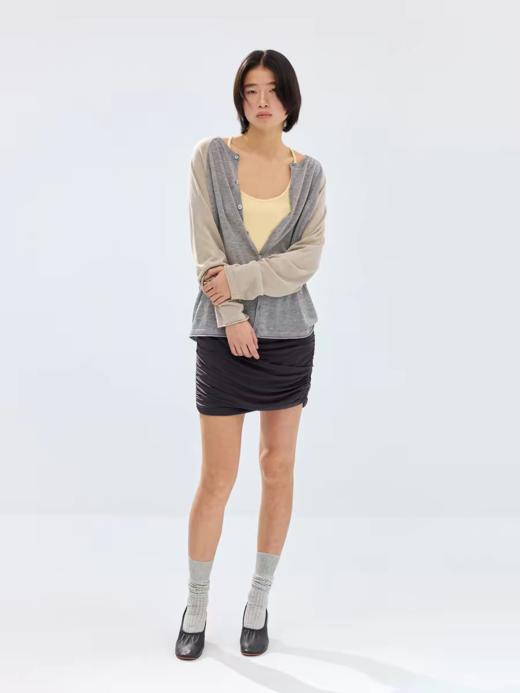 Simple Project/K2660/铜氨褶皱垂挂针织半裙 商品图3