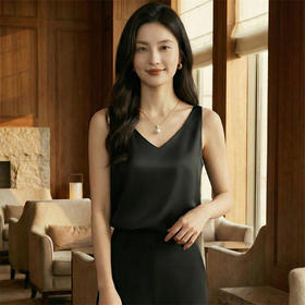 奢姿雅缎面V领圆领双肩带吊带纯色简约内搭夏季无袖宽松打底衫S-3XL