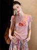 客供莱赛尔人鱼纱+定染蜜桃粉短袖T恤 商品缩略图1