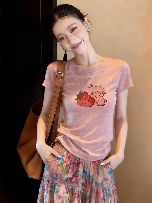 客供莱赛尔人鱼纱+定染蜜桃粉短袖T恤 商品图1