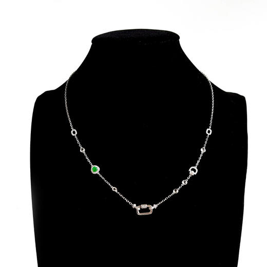 【天然正品】A货翡翠AU750白金镶钻镶设计师款天然细腻冰种满绿葫芦（福禄平安）翡翠项链 链长：50CM（长度可调节）250326NJS25 商品图6