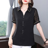 短袖衬衫女雪纺夏季薄款高端时尚洋气大码黑色上衣2026年新款夏装 商品缩略图0