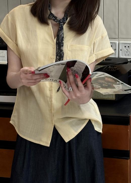 【门店同款】ENJOY夏季丝巾麻料短袖衬衣 171493170 商品图4