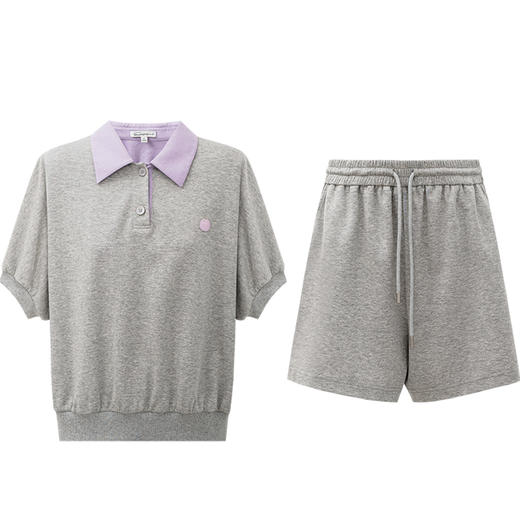 SELFWHO棉混纺撞色笑脸翻领Polo衫女2026夏季新款宽松泡泡袖上衣 商品图3